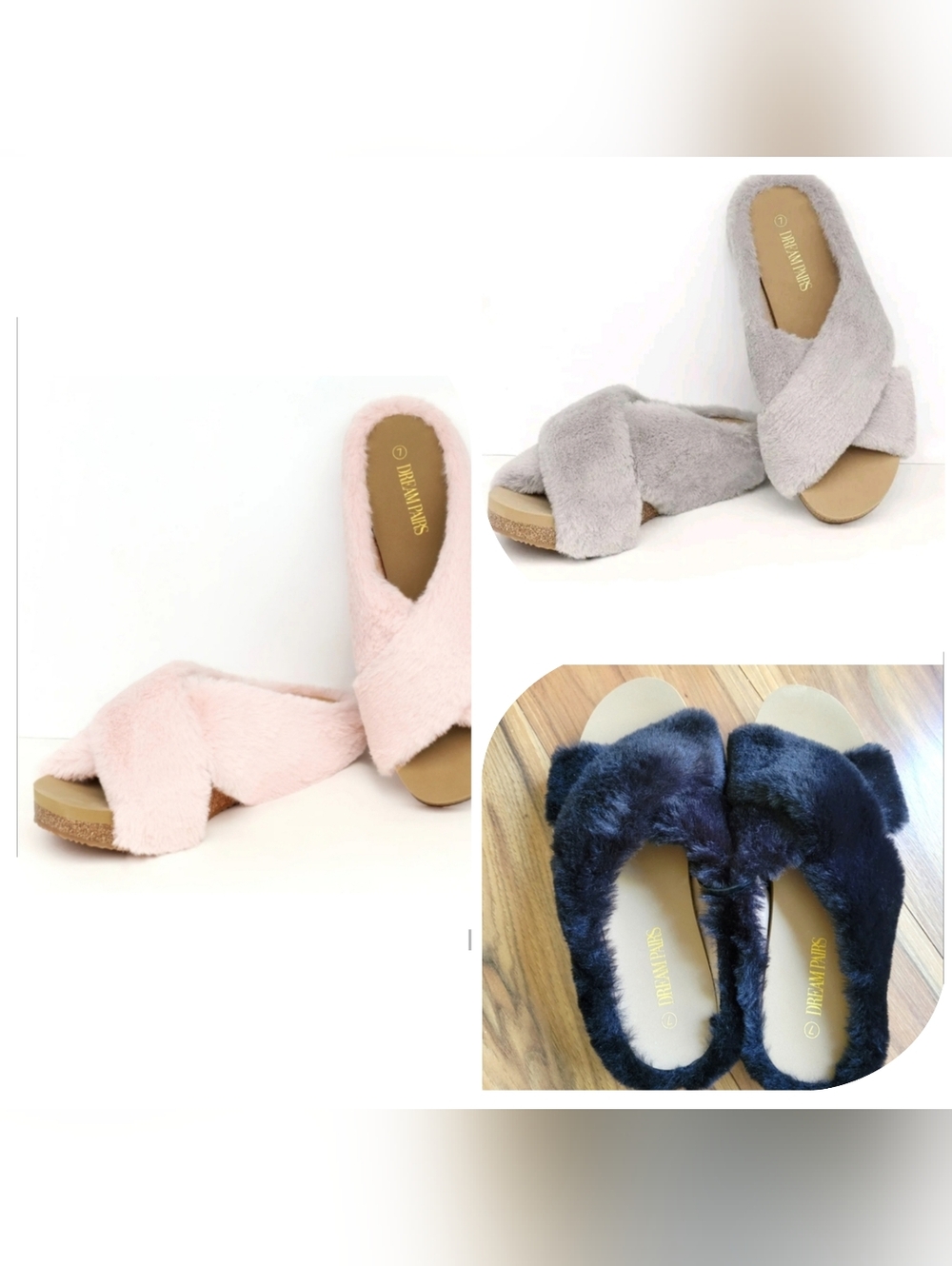 Dream Pairs Faux Fur Sandal/ Slipper Bundle